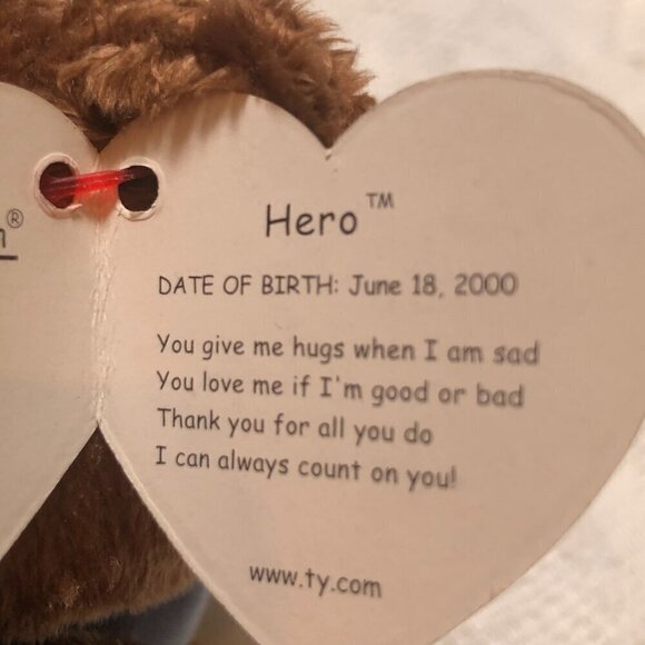 Ty Beanie Baby - HERO the Father's Day Bear 7" with Rare Tag Vintage EUC - Picture 6 of 6